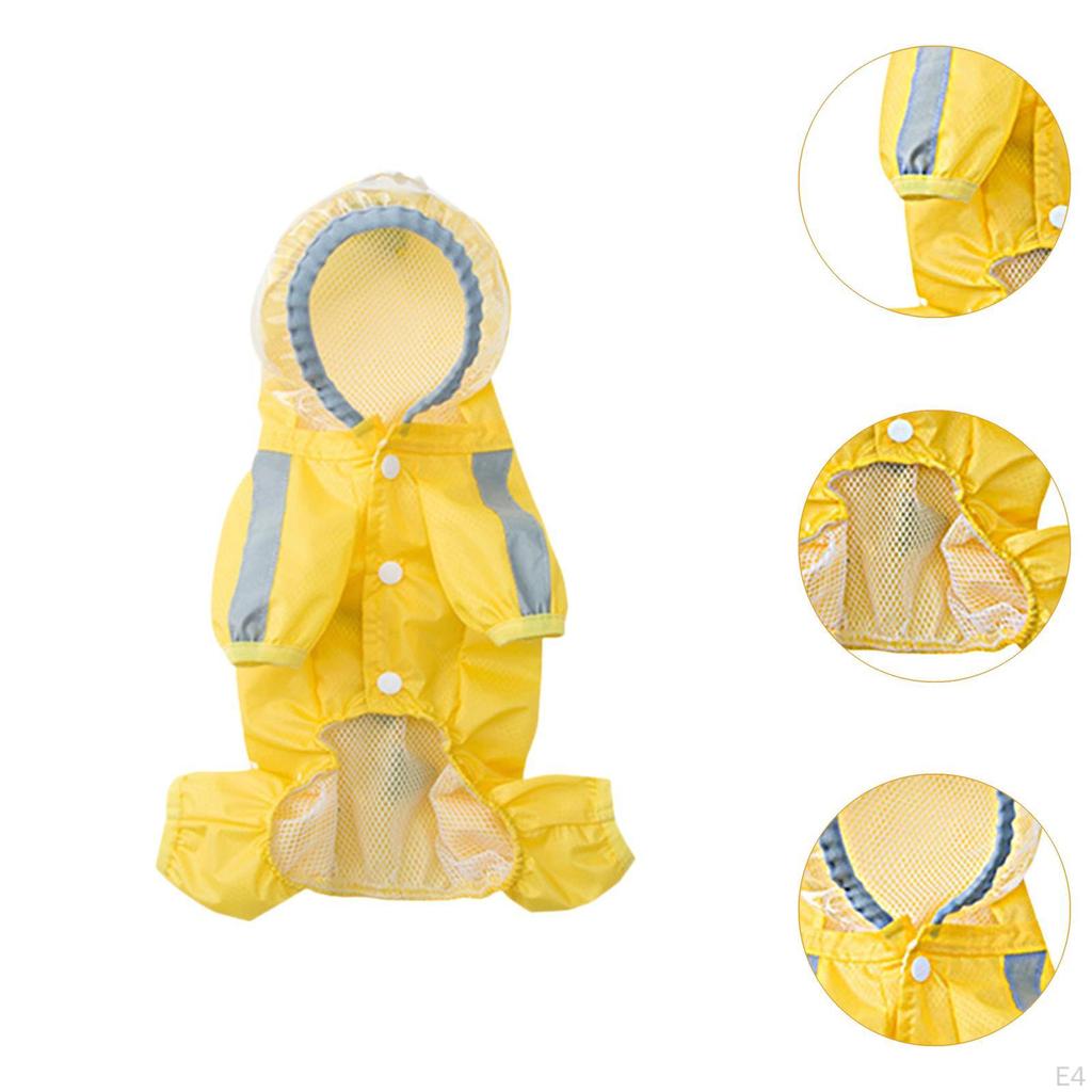 Dog Raincoat Rain Jacket Cartoon Dinosaur with Leash Hole Outdoor Pet Clothes Poncho