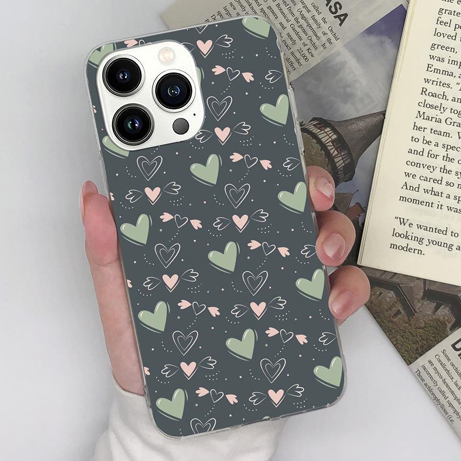 Чехол для телефона Apple iPhone 11 12 13 14 15 Pro Max 6 7 8 Plus X XS XR SE, модный прозрачный матовый противоударный чехол Love Hear Bear для iPhone, бампер