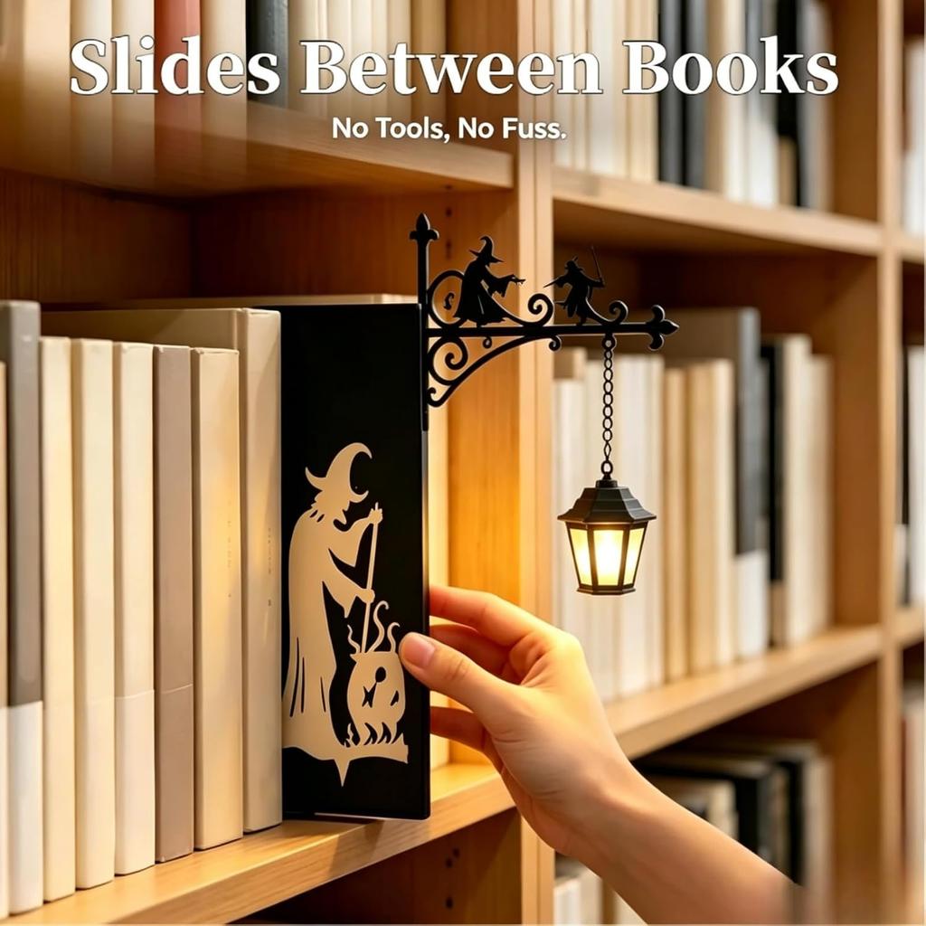 Retro reading decoration bookshelf lighting lamp witch Lantern  hollow  Black
