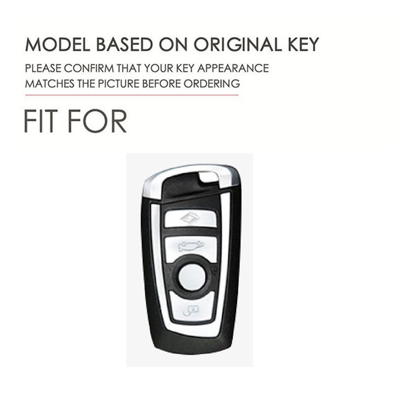 Genuine Leather Key Case for BMW 3 5 7 Series X1 X3 X5 X6, Full Cover Fob Protector with Metal Keychain, F20 F30 F10 Compatible msvc59