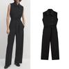 Весна Новая Женская одежда Молодежный Рабочий Стиль Темперамент Приталенный Черный Комбинезон Брюки без рукавов 6699513