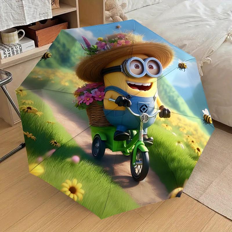 1PC Minion Automatic Folding Umbrella | Vibrant Motif & Compact Design for Everyone, On-the-Go Essential - Gift-Worthy Style yy250930006