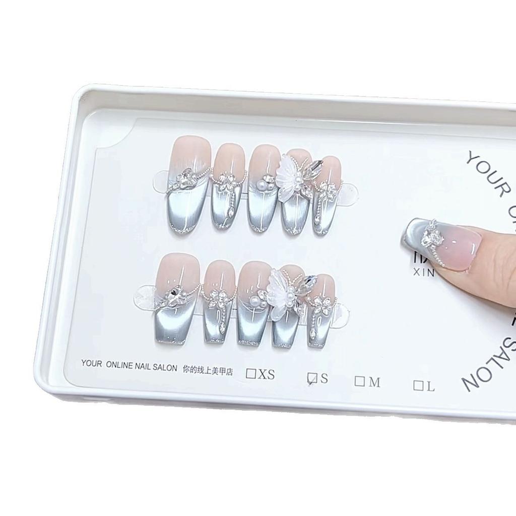 Чисто ручная работа Фототерапевтическая одежда Броня Ледяной Синий Бабочка Танец Кошачий Глаз Готовый продукт Многоразовый Маникюрный Пластырь Съемный