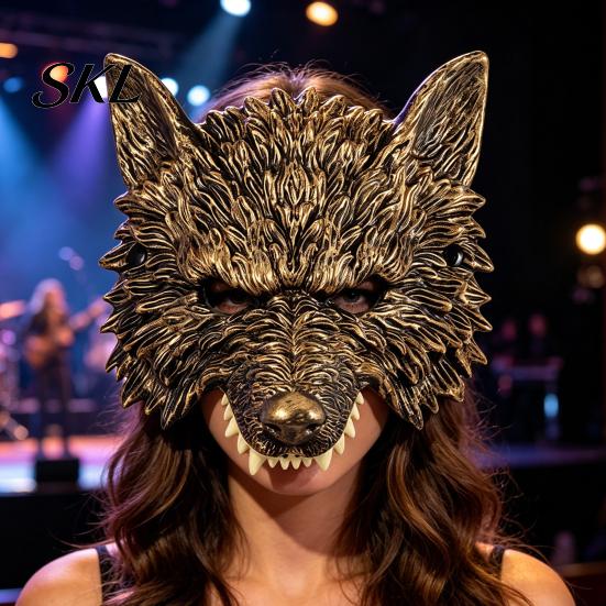 Wolf Costume Mask 3D Head Mask, High Elastic Lightweight Comfortable Werewolf Realistic with Adjustable Strap for Halloween Cosplay Party Photo Props