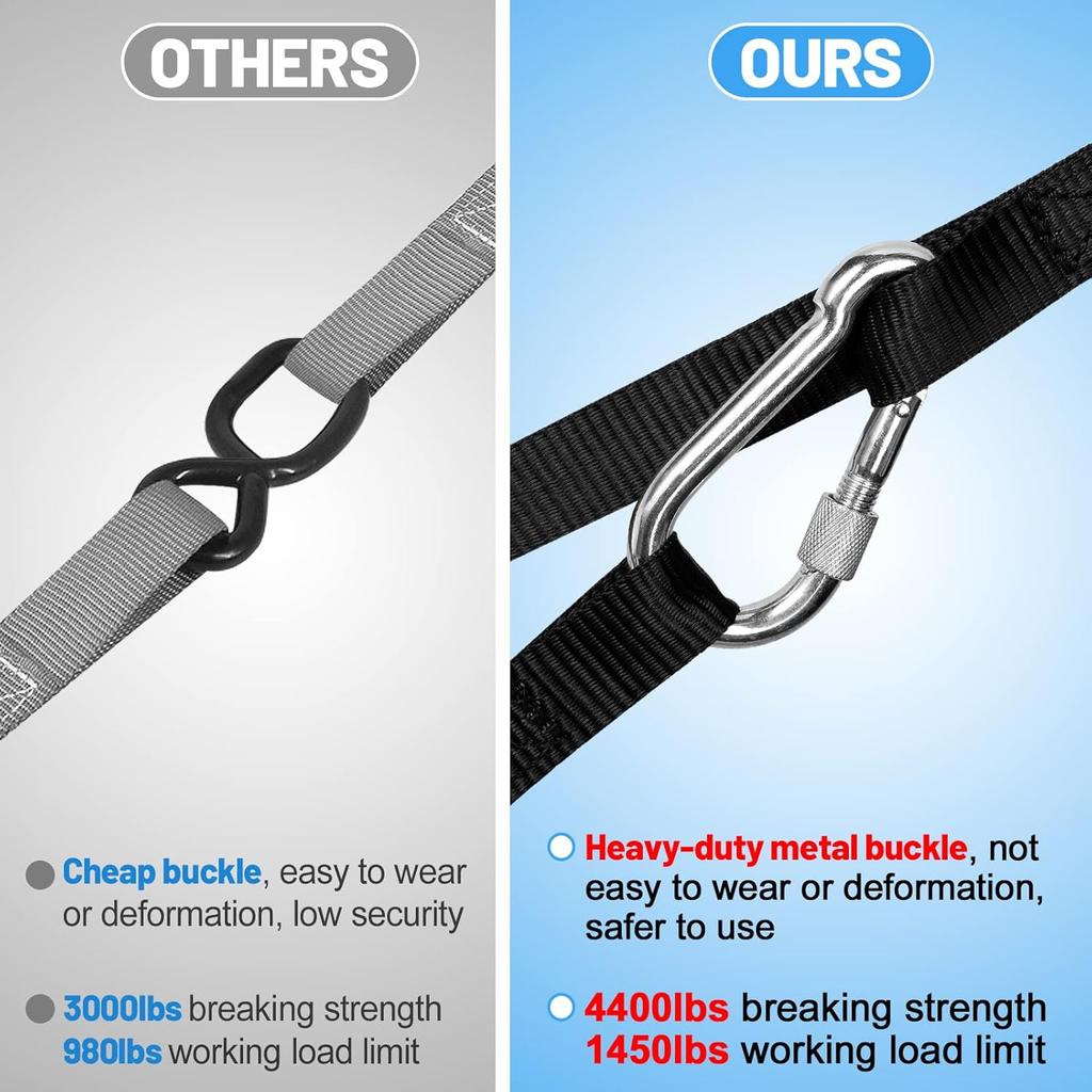 Extra Long 19Ft Snowmobile Tow Straps - 4400Lbs Break Strength Heavy-Duty ATV Towing Rope With Stainless Steel Hooks For Sled Snowboards Emergency