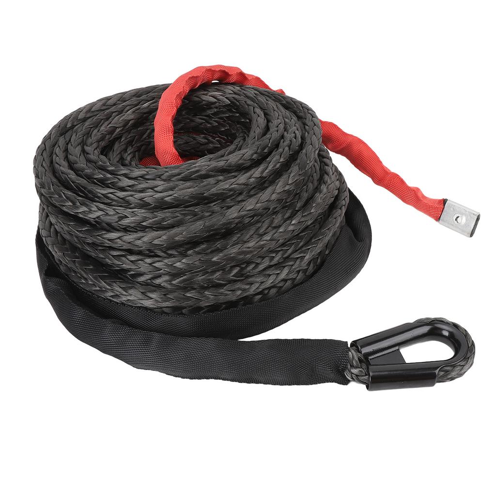 Synthetic Winch Rope with Protective Sleeve High Toughness 7.5T Strength 9.5mm X 25m for 4WD Off Road Vehicle ATV UTV