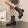 Fashion Women's Thick Sole Boots 2024 New Fashion Chelsea  Solid Color Ankle  Women's Punk Gothic Boots