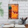 Плоская 2D алюминиевая вывеска в ретро-стиле Tiki Bar, 8x12 дюймов - Настенное искусство в гавайской тематике, неоновый стиль, с дизайном тропического коктейля и ананаса, подходит для