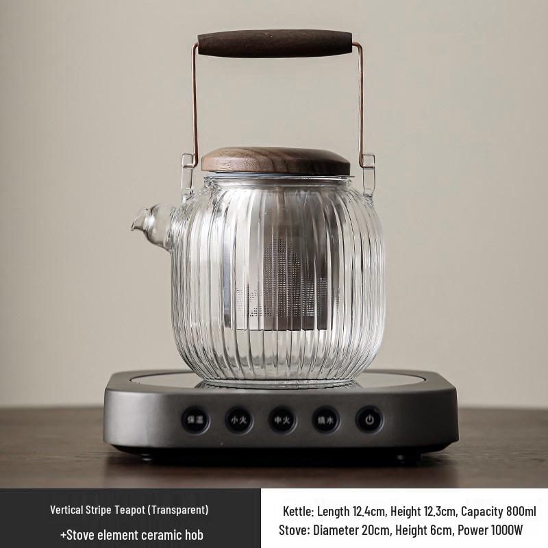 Стеклянный чайник и набор для заваривания для индукционной плиты: Белый горшок для варки, приготовления на пару и заваривания полезного чая дома