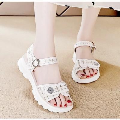 Женские летние повседневные пляжные сандалии с круглым носком, удобные дышащие нескользящие сандалии для молодежи