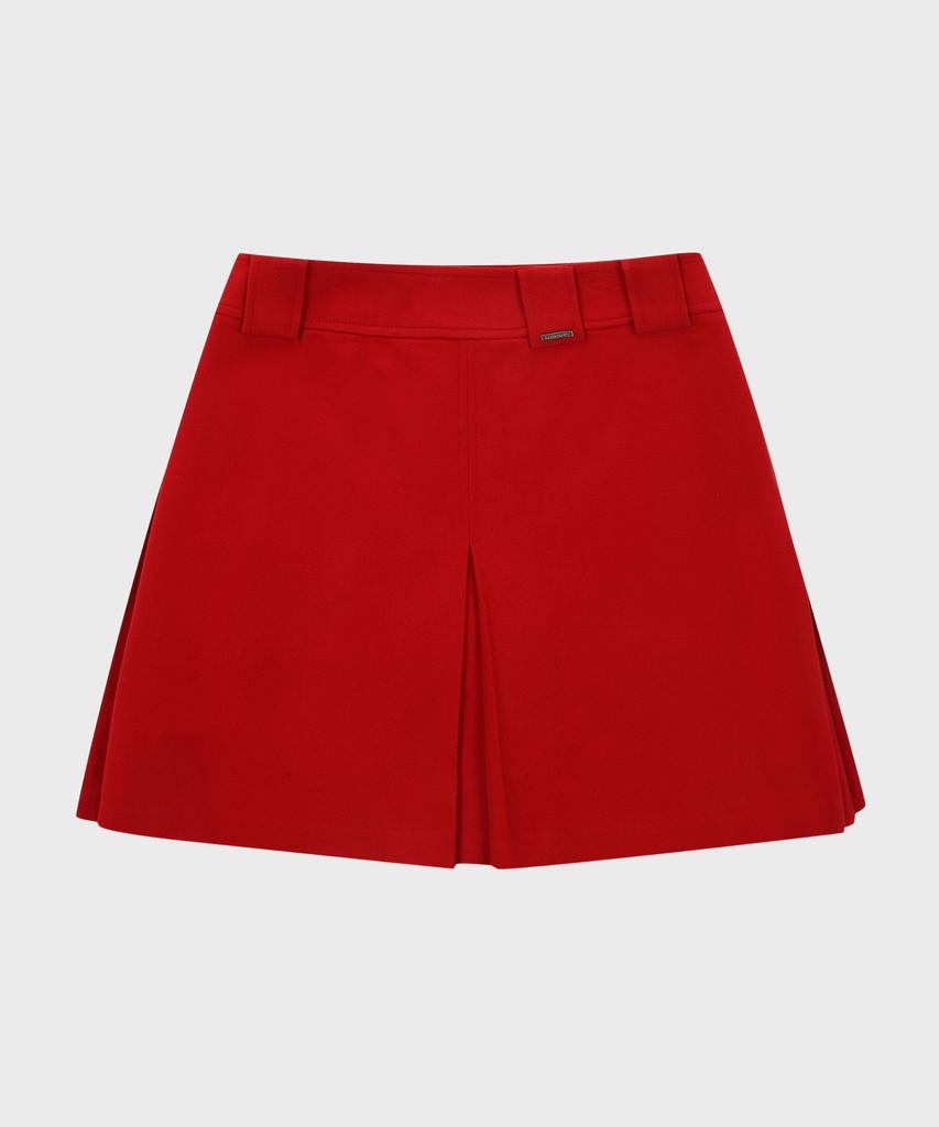 Helvesko A-Line Pleated A-Line Skirt (Red)