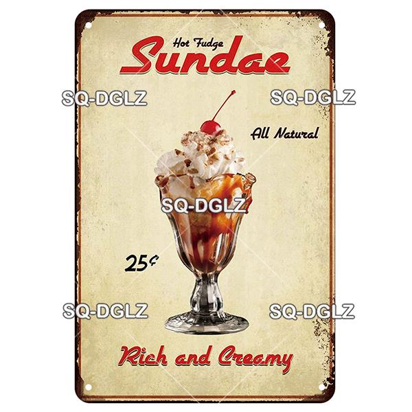 [SQ-DGLZ] Металлическая вывеска с молочным коктейлем, винтажная жестяная табличка, украшение для стены, домашний декор, вывеска для бара, домашний декор, плакат с мороженым