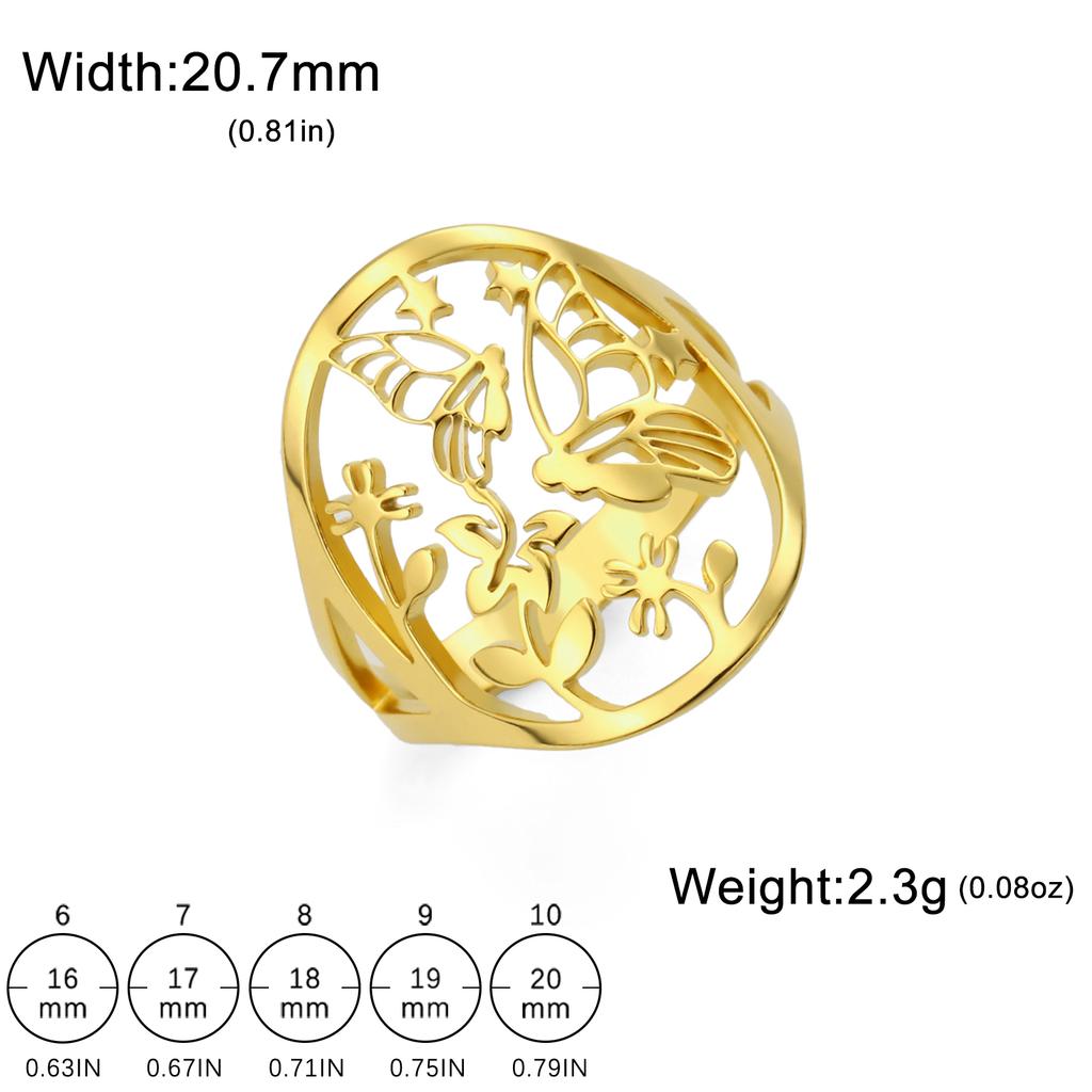 Cazador Butterfly Flower Women's Ring Stainless Steel Gold Color Aesthetic Finger Rings Jewelry Birthday Mother's Day Gift 2026