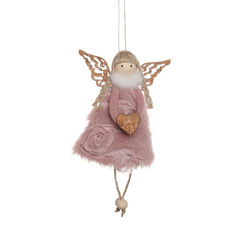 1 шт. подвесное украшение на рождественскую елку с деревянными полыми крыльями рождественская кукла-ангел