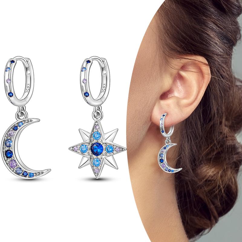 MULA Двойные серьги-кольца из стерлингового серебра 925 пробы с цирконием, цветком, звездой, U-образной формой, квадратным сердцем, паве, серьги-гвоздики в подарок для женщин, ювелирные изделия