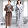 Lovers Winter Extra Long Flannel Bathrobe Warm Dressing Gown Women Men Coral Fleece Bath Robe Plus Size Bride Sleepwear Thick