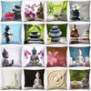 Buddha Zen Stone Flower Series Pillow Gift Home Office Decoration Pillow Bedroom Sofa Car Cushion Cover