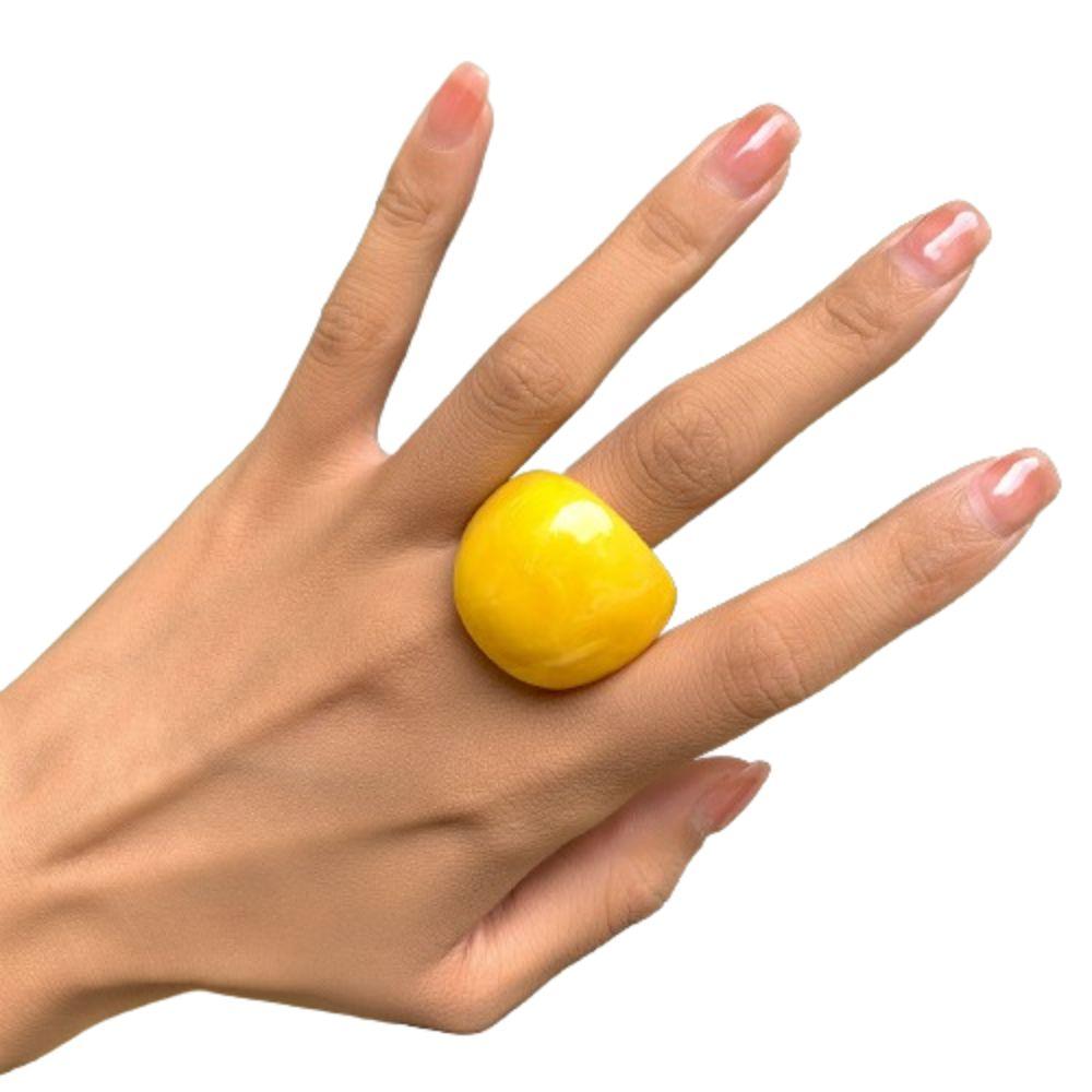 Candy Color Geometric Ring Classic Big Dome Plain Ring Jewelry Accessories Acrylic Ring Part