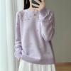 2025 Autumn/Winter Women's Pure Wool Embroidered Round Neck Knitwear Sweater: Long Sleeve, Loose Fit