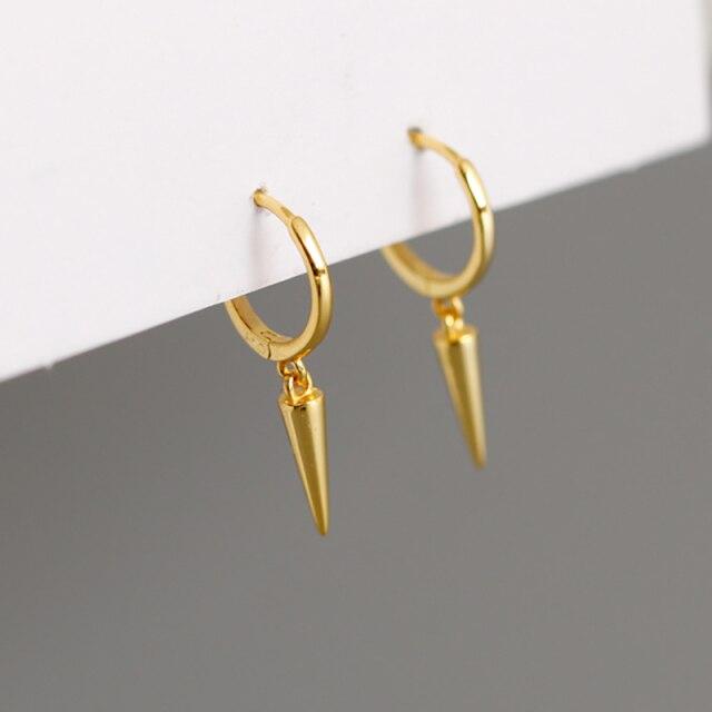 100% 925 пробы серебро маленькие круглые золотые молнии циркониевые серьги-кольца клипсы для женщин Pendientes геометрические