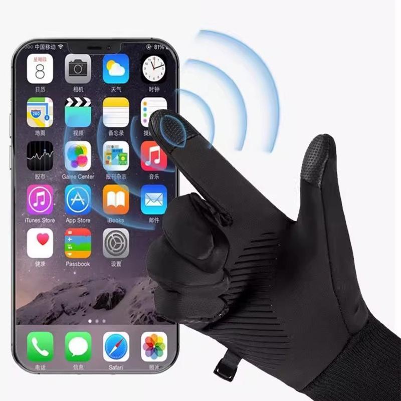 Зимние теплые перчатки для снега, для велоспорта на открытом воздухе, полнопалые перчатки с сенсорным экраном, водонепроницаемые флисовые перчатки для бега, катания на лыжах, мотоцикла