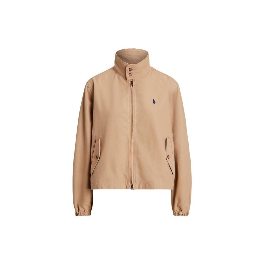 Polo Ralph Lauren SS24 Solid Color Stand Collar Casual Loose Jacket Women Jackets Khaki WMPOOTWN5A20073-250