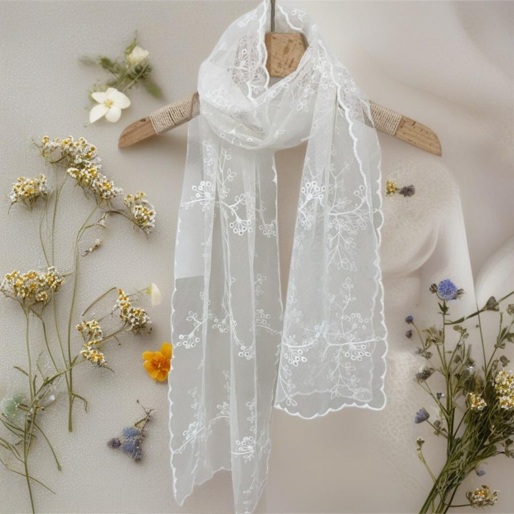 Retro Sunscreen Shawl Korean Version Female Headscarf Literary Women's Lace Scarf