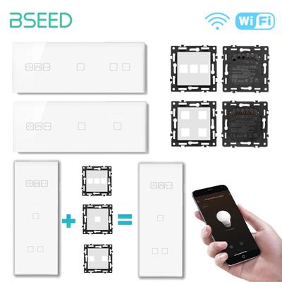 BSEED Wifi Диммер Настенный выключатель света 1/2/3 клавиши Умный сенсорный выключатель Функция Основание Стеклянная передняя панель DIY Детали Свободная комбинация