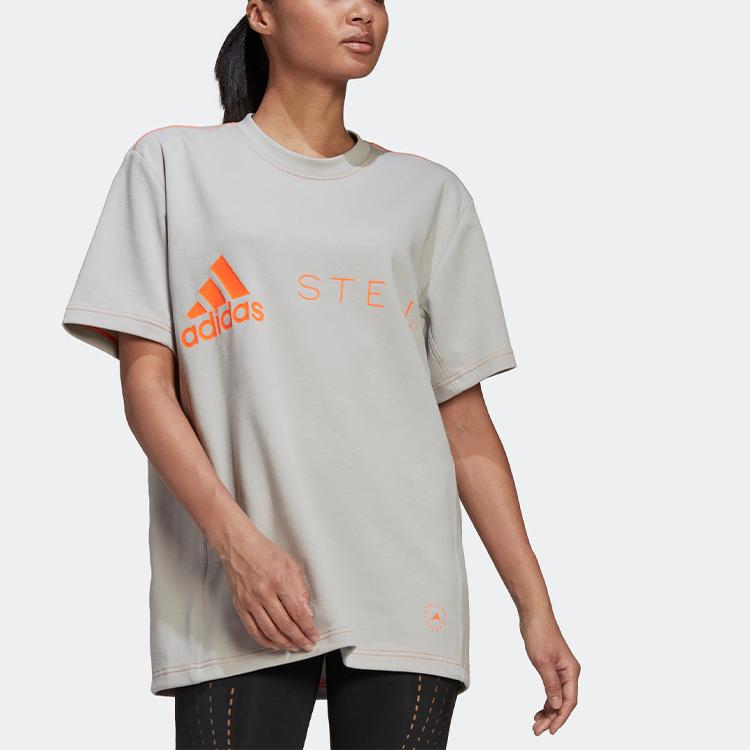 Adidas X Stella McCartney Collaborative Pure Letter Print Спортивная повседневная футболка с короткими рукавами Женские топы Серый HB7404