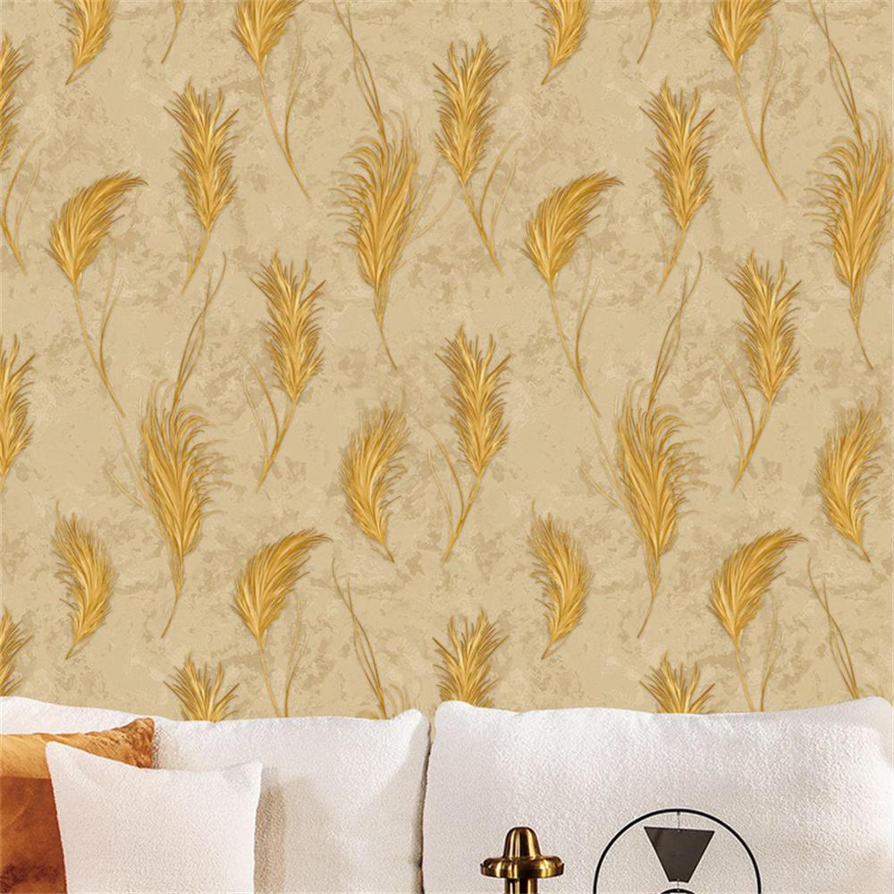 Papel De Parede Modern Minimalist Black Gold Feather Wallpaper 3D Living Room Abstract Wall Paper Mural