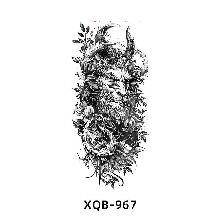 Realistic Half Arm Waterproof Temporary Tattoo Sticker - Black & White Animal Design for Men & Women