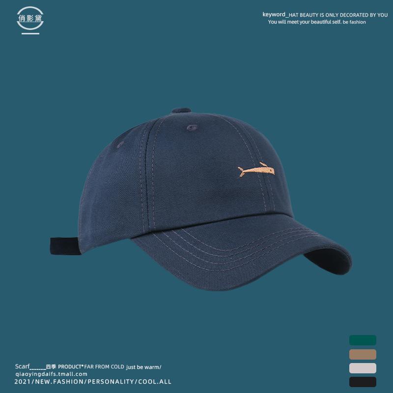 ins trendy brand showing face small hat female cartoon small fish sunscreen peaked cap wide brim thin face baseball cap men's and women's models
