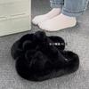 Тапочки Mao Mao женские 2025 осень и зима новые на толстой подошве плюшевые шерстяные туфли интернет-знаменитость универсальный зарубежный стиль домашние хлопковые швабры