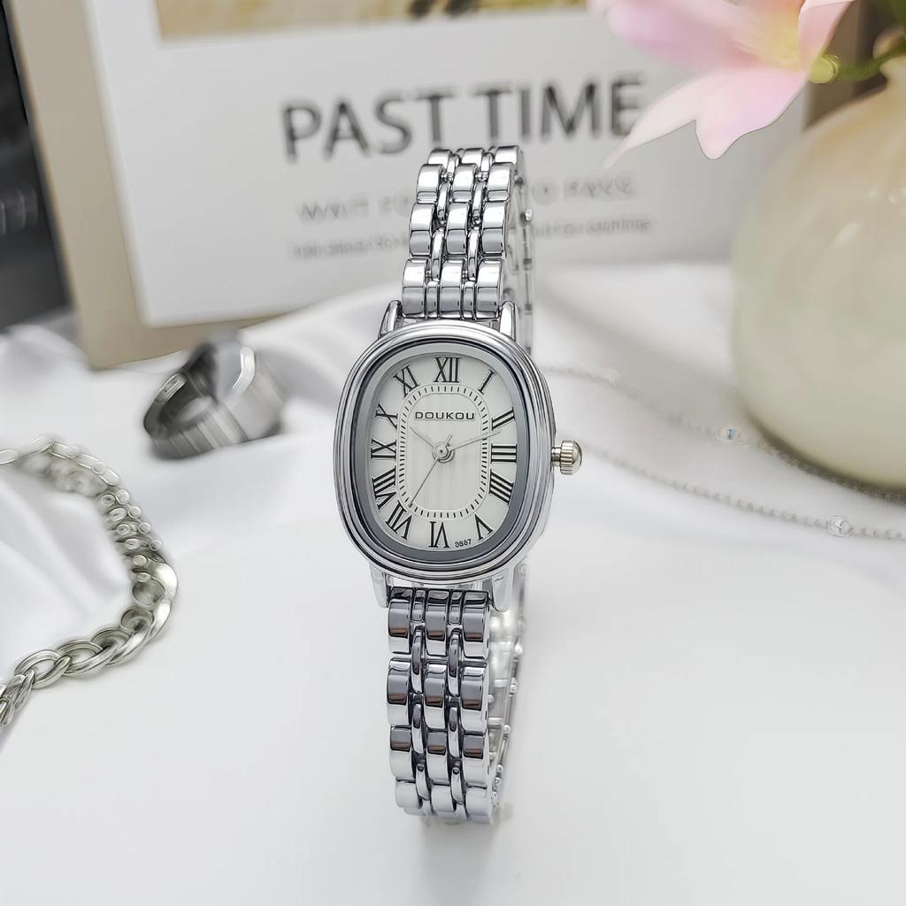 Luxury Gift Women Oval Dial Quartz Watch Adjustable Ladies Stainless Steel Strap Wristwatch Watch Dropshipping Reloj De Mujer