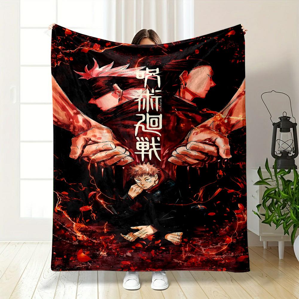 "Jujutsu Kaisen Anime Illustration Blanket" Patterned flannel blanket perfect for the bedroom living room, sofa, or a little nap