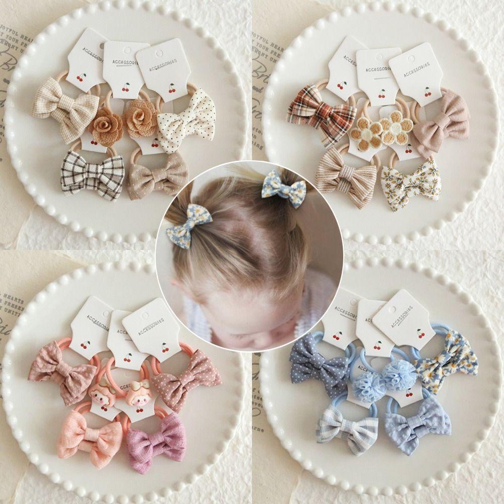 10Pcs Kids Girls Hair Ties Bowknot Sweet Bows Flower Headdress Fashion Hair Rope