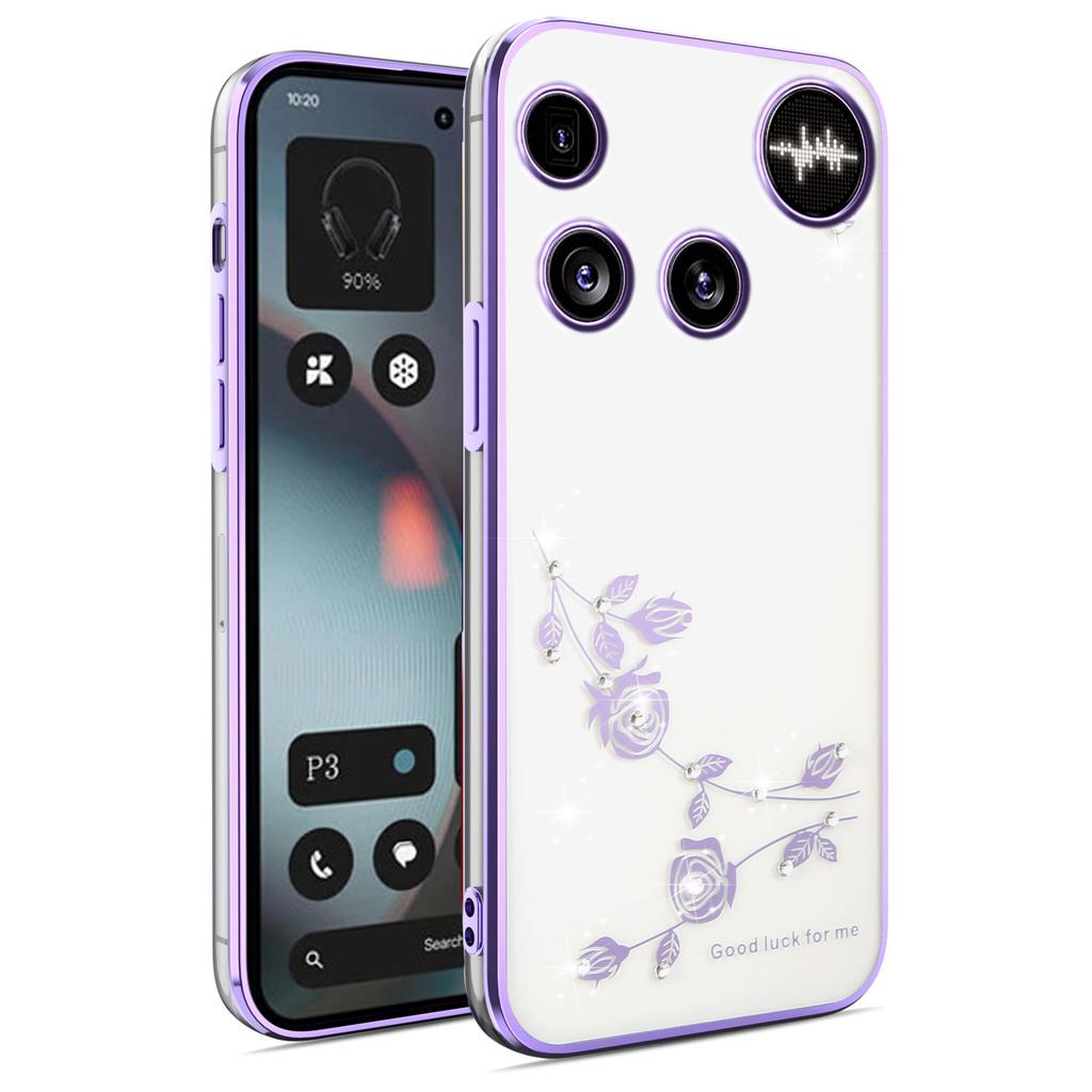 Ни за что Телефон (3) Чехол для 5G с цветочным декором из стразов, ТПУ чехол для телефона