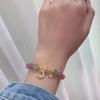 1 Pair Women Bracelet Smooth Bead Faux Agate Polished Star Moon Pendant Rhinestone Adjustable Shopping Work Party Dating Wrist Chain Lady Jewelry