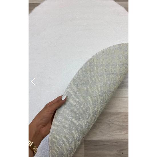 Главная страница Плюшевый овальный ковер Белый Мохнатый Мягкий, моющийся, декоративный с нескользящей основой