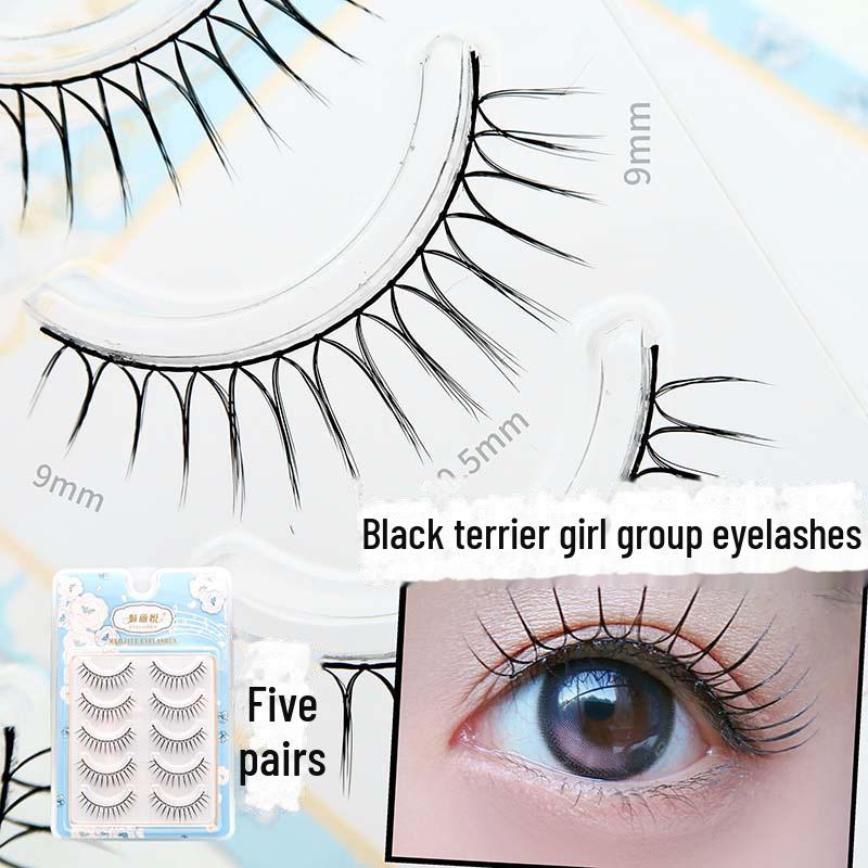 Meiliyue Korean Girl Group Black Stem False Eyelashes - 14 Hand-Woven Clusters