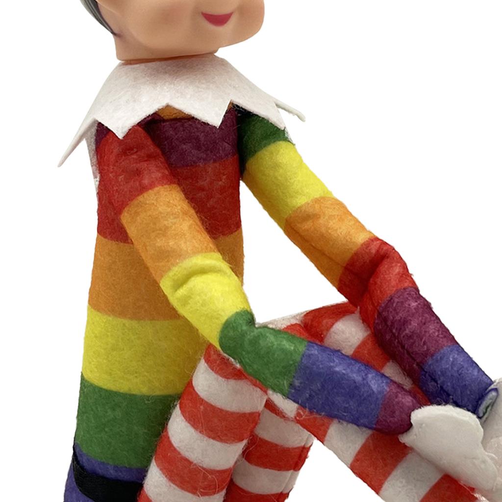 Радужный эльф, украшение, милая ткань, длинные ноги, сидящая праздничная полка, фигурка эльфа для стола