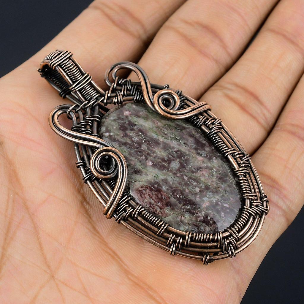 Astrophylite 999 Copper Wire Wrapped Pendant, Handmade Gemstone Pendant, Gift For Mom Antique Jewelry