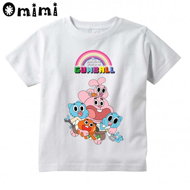 Футболка с мультяшным принтом «Удивительный мир Гамбола» для мальчиков и девочек, детская отличная повседневная футболка с короткими рукавами
