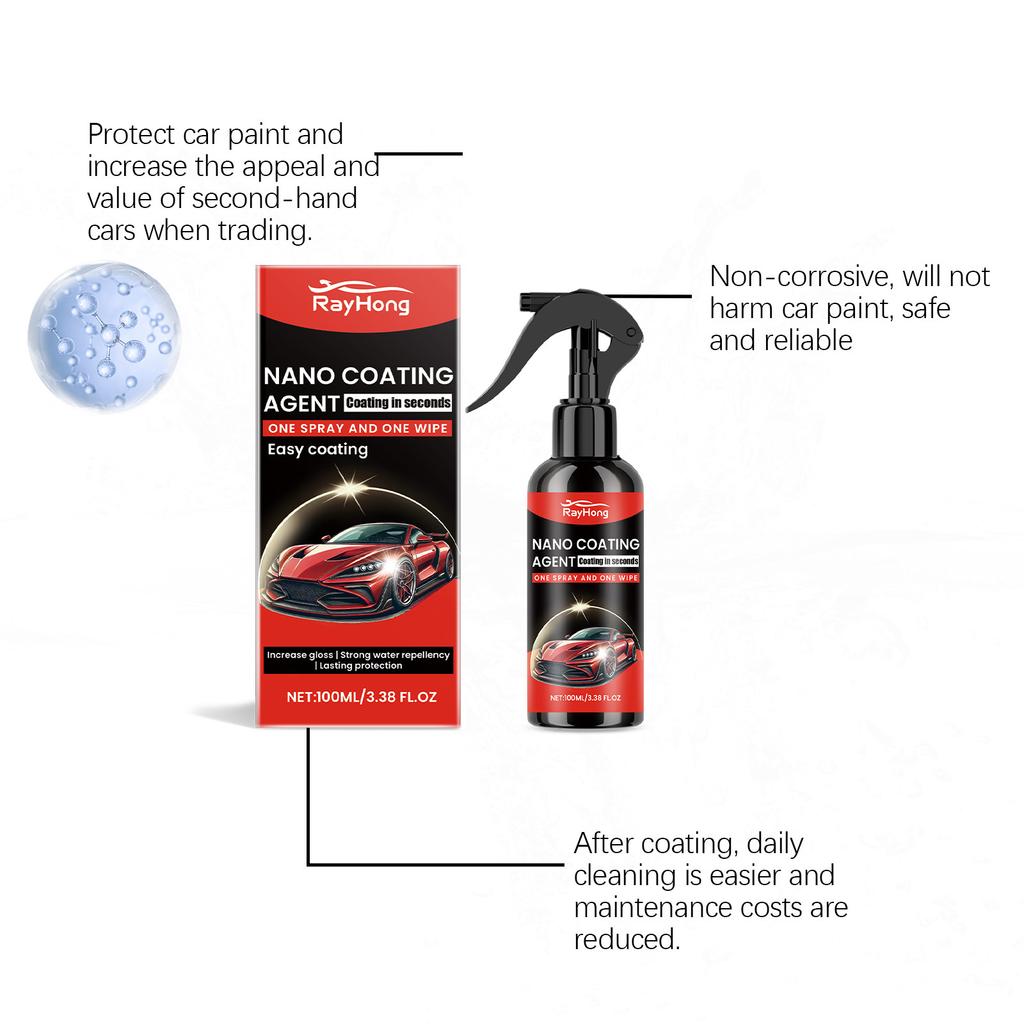 RAYHONG Спрей-покрытие для автомобилей Гидрофобный герметик для длительной защиты и ухода за автомобильной краской Простой в использовании керамический спрей для обновления