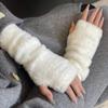 Solid Color Woolen Gloves Hole Long Fingerless Sleeves Breathable Warm Arm Covers  Streetwear