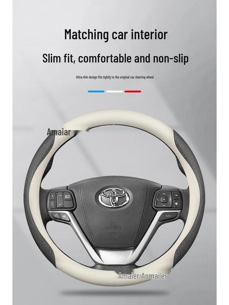 Натуральная кожаная оплетка руля для Toyota: Corolla, Asia Dragon, RAV4, Camry, Highlander, Levin.
