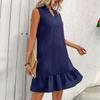 Женское повседневное платье в праздничном стиле без рукавов с V-образным вырезом однотонное с оборками
