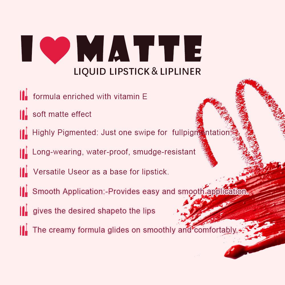 Водостойкий матовый набор карандаша для губ и блеска: Стойкий, Не выцветающий, Не липкий