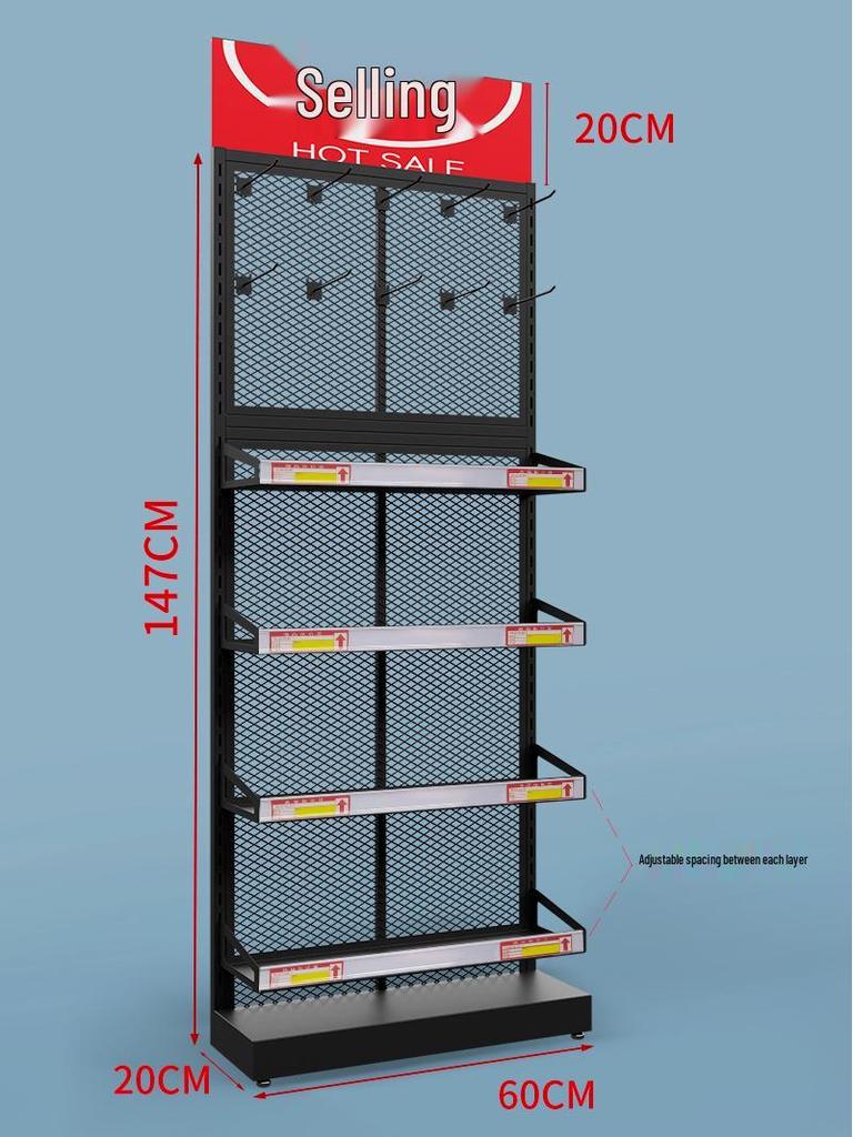 Compact Snack & Gum Display Rack with Multi-Layer Hooks for Supermarkets