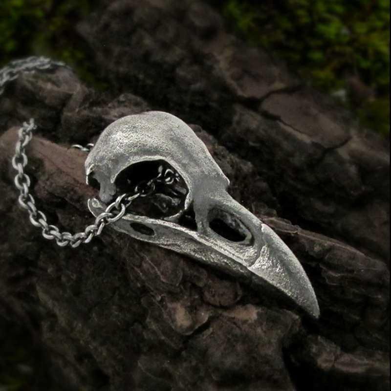 Viking Vintage Gothic Crow Head Skull Pendant Necklace High Quality Zinc Alloy Punk Men's Amulet Best Jewelry Gift Necklace